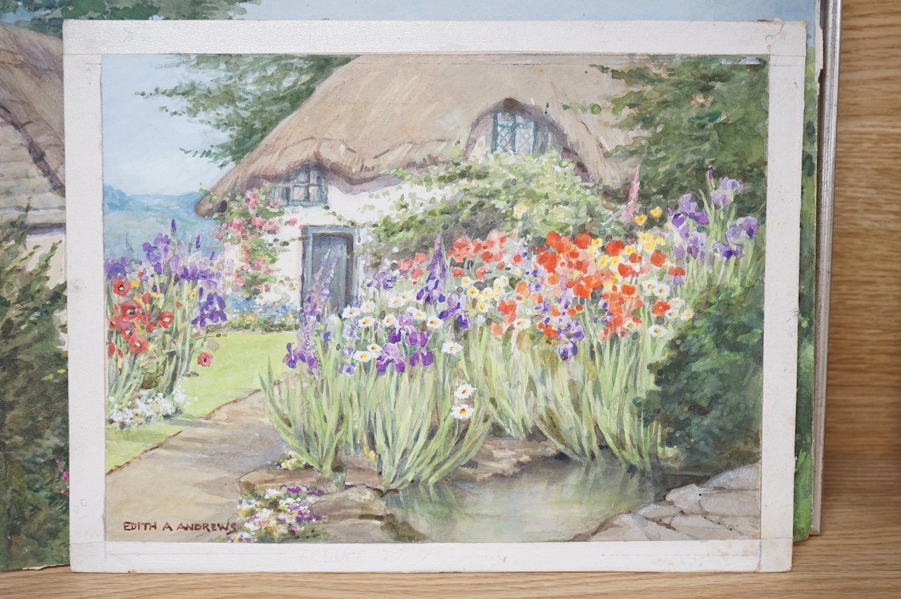 Edith Alice Andrews (exh. 1900-1940), four watercolours to include one framed, Still lifes and flowers, each signed, largest 27 x 35cm. Condition - fair/good